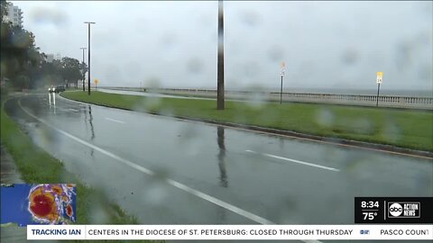 Larissa Scott in Hillsborough | Bay Shore Blvd rain is getting heavier and the wind is picking up. Officials are hoping they listen to their warnings.