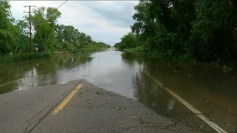 Flooding and road closures in Kenosha County