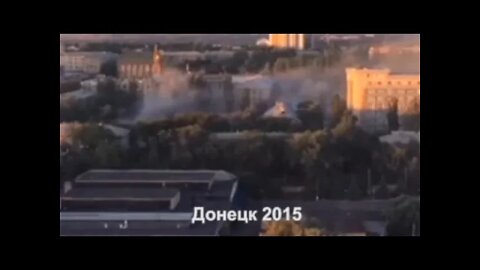 Footage of an artillery shelling and bombing city of Donetsk by army of Ukraine, 2015