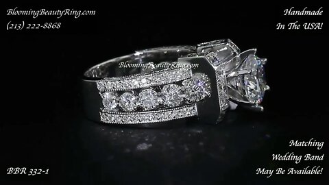 Unique Handmade In The USA BBR 332-1 Diamond Engagement Ring By BloomingBeautyRing.com
