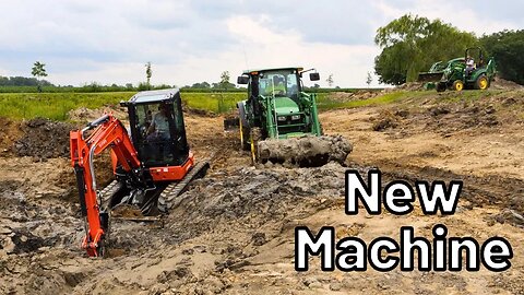 CLOSE CALL! NEW Mini Excavator Plus 4 Tractors INSIDE The Pond! Kubota U48-5