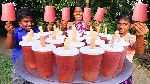 Kuchi Ice Recipe in Tamil | Grape Kuchi Ice | Homemade Grape Milkshake | Village Fun Cooking