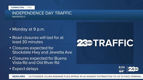 Expected Traffic Delays Fourth of July