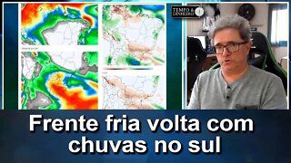 Meteorologia indica volta da frente fria com chuva no Sul e Brasil central seco