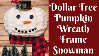 Dollar Tree Christmas Crafts: Dollar Tree Pumpkin Wreath Frame Snowman