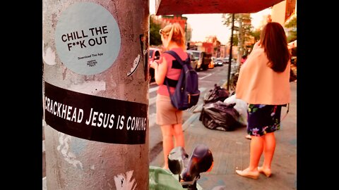 How Straight Men See Women Standing On NYC Street Corner Next To Crackhead Jesus is Coming Sticker