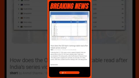 Breaking News: How does the ODI team rankings table read after India's series victory? #shorts #news