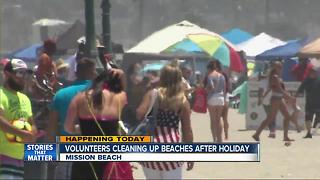 Volunteers clean up beaches after 4th of July