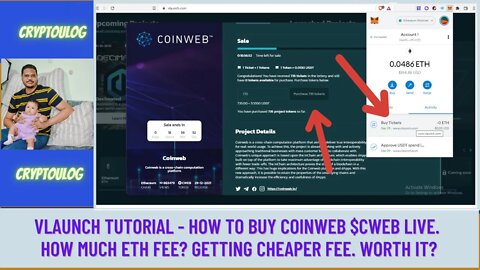 Vlaunch Tutorial - How To Buy Coinweb $CWEB Live. How Much ETH Fee? Getting Cheaper Fee. Worth It?