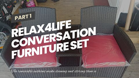 RELAX4LIFE Conversation Furniture Set with Table and Two Removable Cushions Rattan Wicker Chair...