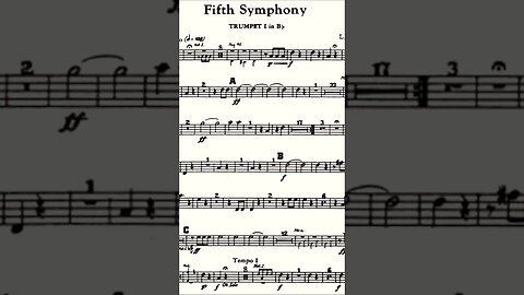 Beethoven 5th Symphony in C Minor Op67 , 1st Mov 1st Bb Trumpet Part (sheet music)