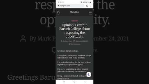 Opinion: Letter to Baruch College about respecting the opportunity.