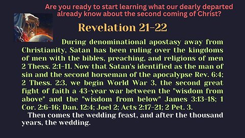 Revelation 21-22. The Greek transliterations for denomination are heresy, gnosticism and apostasy.