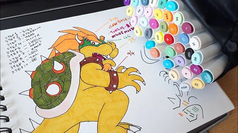 HOW TO DRAW BOWSER (FROM SUPER MARIO) STEP BY STEP