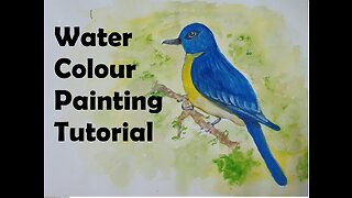 Blue bird painting on 150GSM paper using Water Color | painting for Beginners