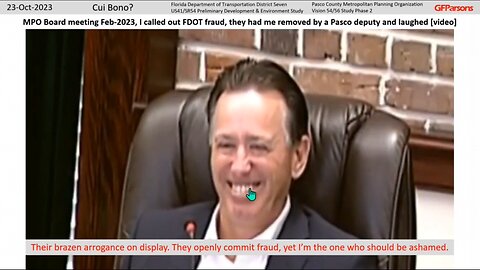 Cui Bono? Part 10 Florida DOT D7 and Pasco County unlawful misconduct and malfeasance