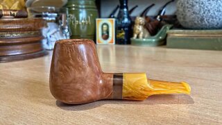 LCS Briars pipe 637 natural stubby apple with bovine horn