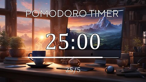 25/5 Pomodoro Timer 🌄 Calming Piano + Frequency for Relaxing, Studying and Working 🌄
