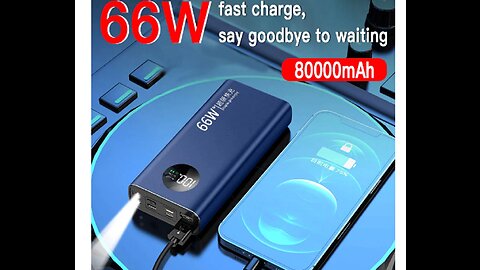 66W Super Fast Charge Power Bank Portable 80000mAh for iPhone Huawei Xiaomi