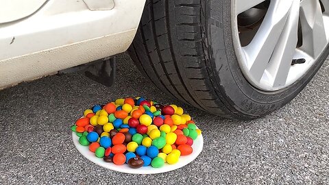 Experiment Car vs M&M Candy | Crushing crunchy & soft things by car