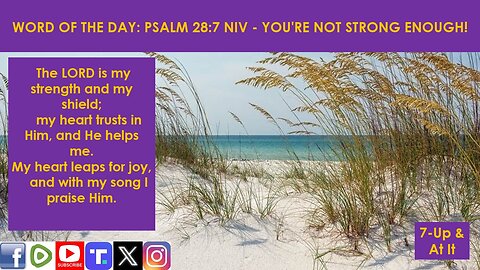WORD OF THE DAY: PSALM 28:7 NIV - YOU'RE NOT STRONG ENOUGH!