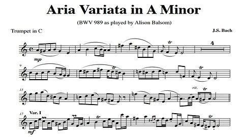 Alison Balsom's Stunning Performance of Aria Variata in A Minor on C Trumpet - Sheet Music Video