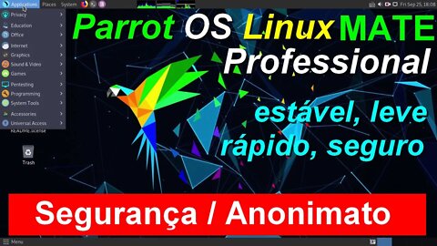 Parrot OS PROFESSIONAL Linux. Debian focado em segurança /anonimato Teste no pendrive sem instalá-lo