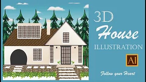 3d House illustration || tutorial || Follow your Heart