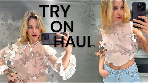 Try on Haul in dressing room amazing transparent outfit