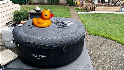 Silly Fun Bestway SALUSPA Spa Hot Tub Setup Outdoor Mat Umbrella Install on Backyard Patio DIY FUN