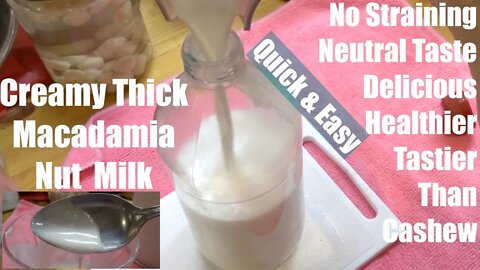 Creamy Macadamia Whole Nut Milk. No Straining!