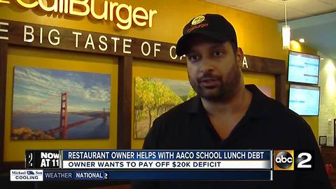 Restaurant owner paying off school lunch debt for Anne Arundel Co. Schools