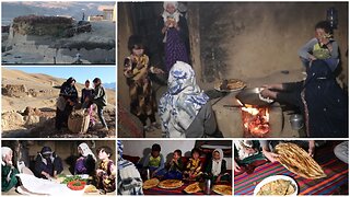 Cooking bulani in the village, daily life in the villages of Afghanistan, rural life in Bamiyan