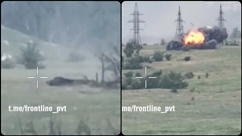 Destruction of a AFU combat vehicle with personnel near Belogorovka. (possible a mine)