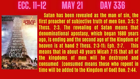 Ecc. 11-12. FOR 1680 YEARS MEN TRIED TO SAVE HUMANITY WITH OUR BIBLES, RELIGIONS & PREACHING. IT DIDN'T WORK! NOW IT IS THE LORD'S TURN!