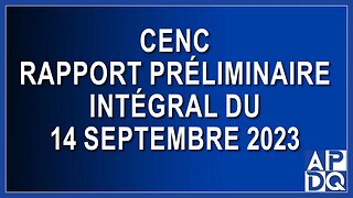 CeNC - Rapport préliminaire intégral du 14 septembre 2023