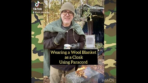 Wearing a Wool Blanket as a Cloak using Paracord