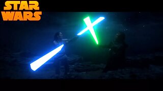 Rey VS Luke with lightsabers