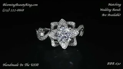 BBR 630 Handmade In The USA Floral Style Diamond Engagement Ring Lotus Swan