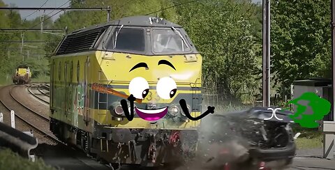 Train Crash | Monster Trains Crush Cars on Railroad - Kids Friendly, Very Funny