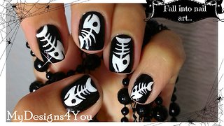 How to fish bones nail art for Halloween
