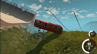 Bus vs Mega Ramp map 💥🚌 jump, speed, crash #1 🎯 BeamNG Drive Game