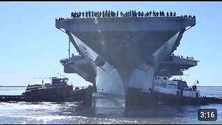 USS Gerald R. Ford (CVN 78) departs the shipyard.