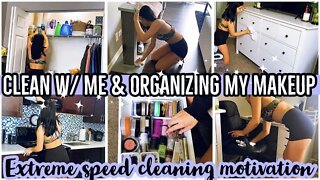 *NEW* EXTREME CLEAN WITH ME & ORGANIZING MY MAKE UP 2021|EXTREME SPEED CLEANING MOTIVATION|ez tingz