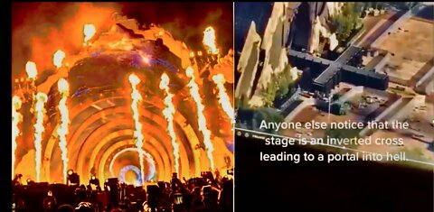 Astroworld Satanic Ritual Travis Scott Concert Upside Down Cross Stage Mocks Jesus Christ Sacrifice