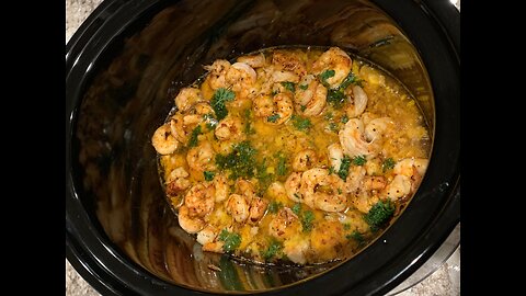Easy Shrimp Scampi Crockpot/slow cooker/carnivore/keto/low carb dinner ￼