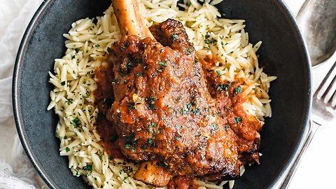 Greek Style Lamb Shank with Orzo