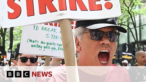 SAG strike: Stars join picket line in massive Hollywood protest - BBC News