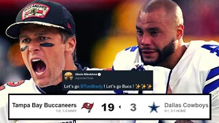 Tom Brady And Buccaneers Beat Cowboys, Dak Goes Down With Thumb Injury | Gisele Tweets Support!