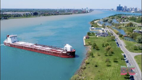 Enormous freighter runs aground near Detroit